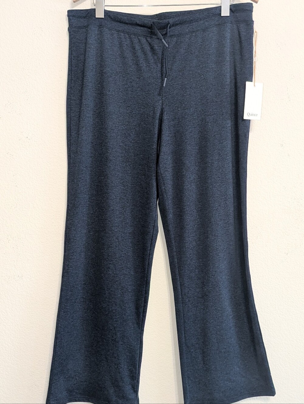 Quince Pants Women's Size Large Heather Navy Flowknit Wide Leg Stretch NWT
